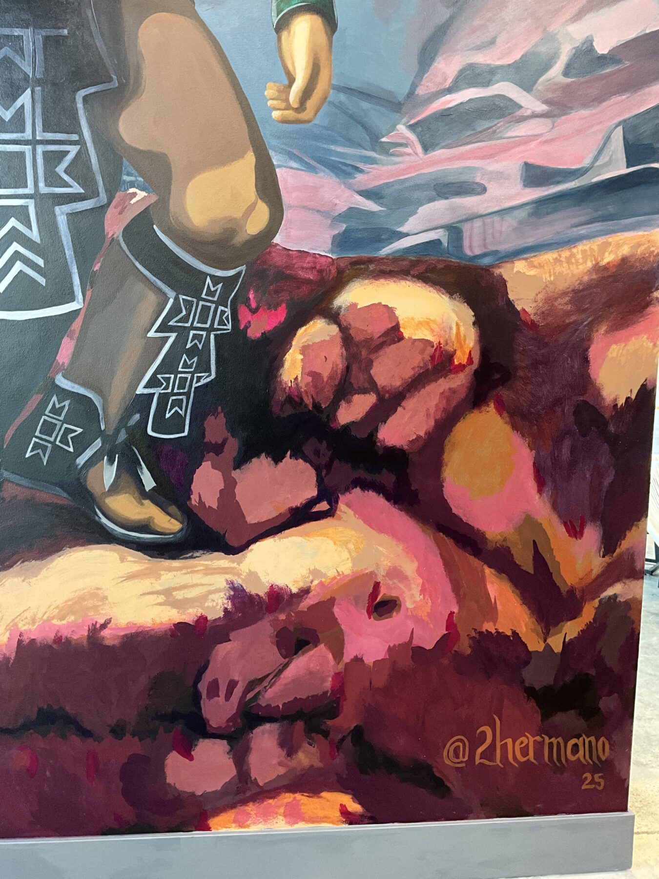 Detail on Chicano mural at La Ciudad West Sacramento 