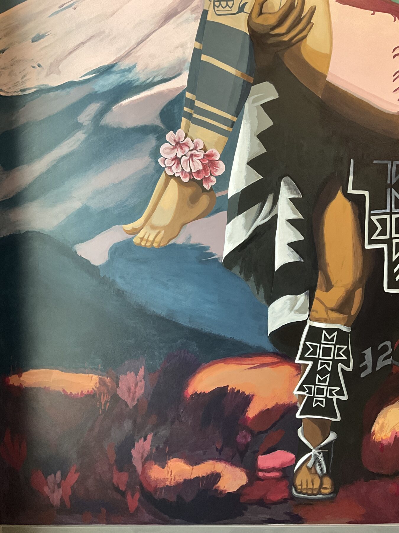 Detail on Popocatépetl & Itzaccihuatl mural in West Sacramento, La Ciudad