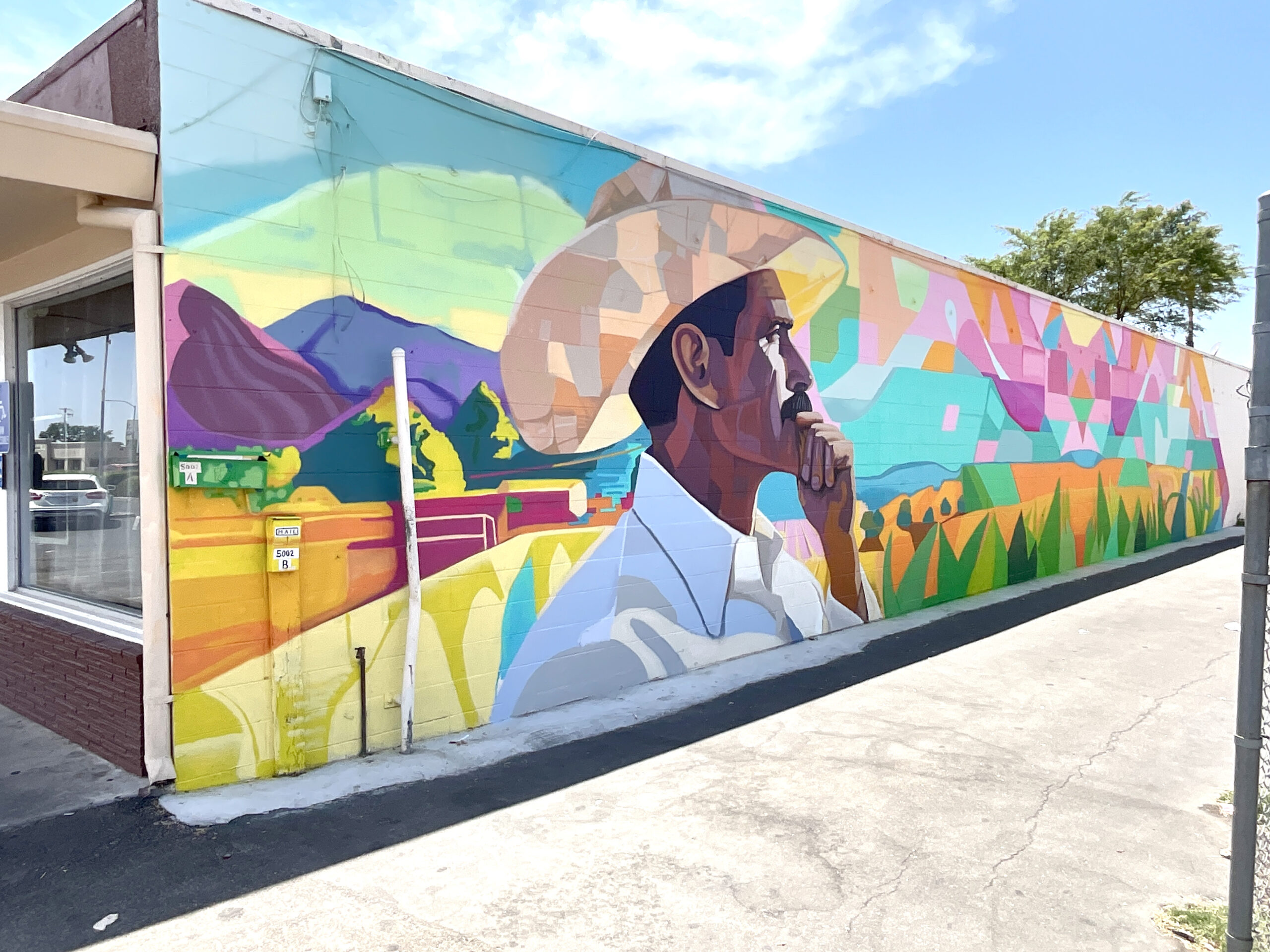 Public colorful cultural mural. Streetart
