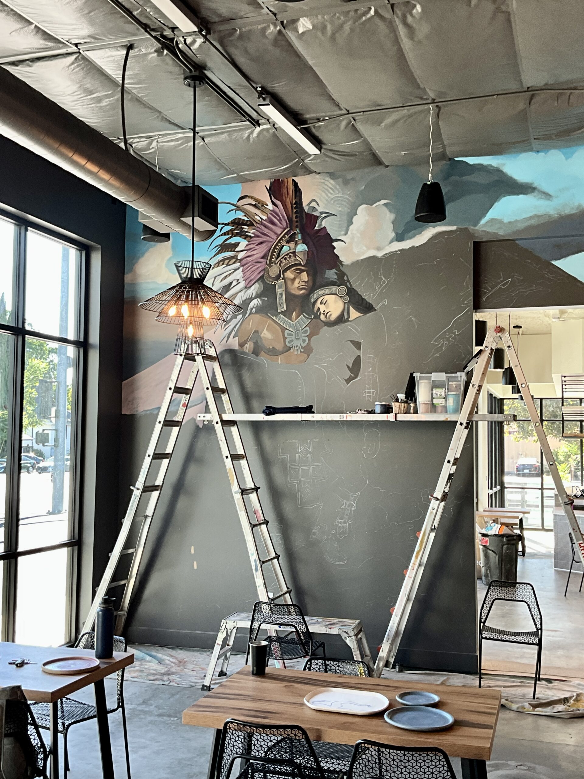 Work in progress, Aztec mural by 2hermano.
