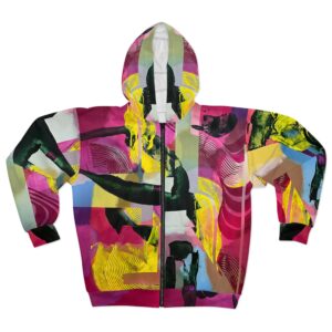 Abstract Neon Zip Hoodie — Bold Colorblock Streetwear