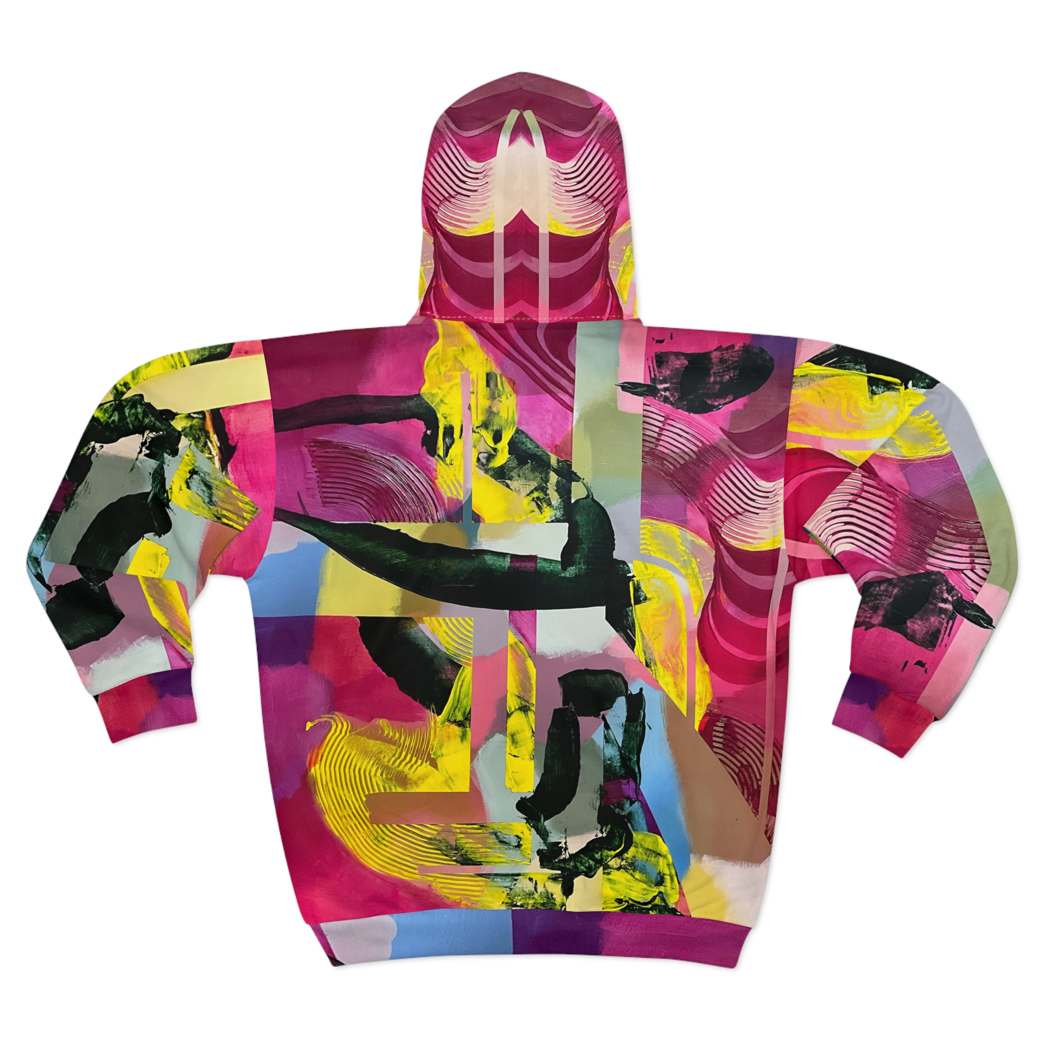 Abstract Neon Zip Hoodie — Bold Colorblock Streetwear