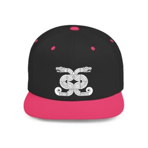 Coatl Wisdom White Embroidered Flat Bill Snapback Hat