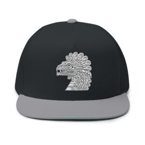 The Feathered Serpent Embroidered Flat Bill Snapback Hat